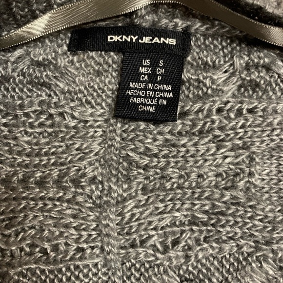 DKNY Women Gray Open Front Knit Cardigan Sweater Small - Picture 4 of 7